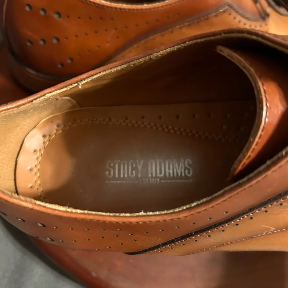 Stacy Adams Men's Savion Cognac Lace-up Plain Toe Oxford Size 10M EUC Like New!